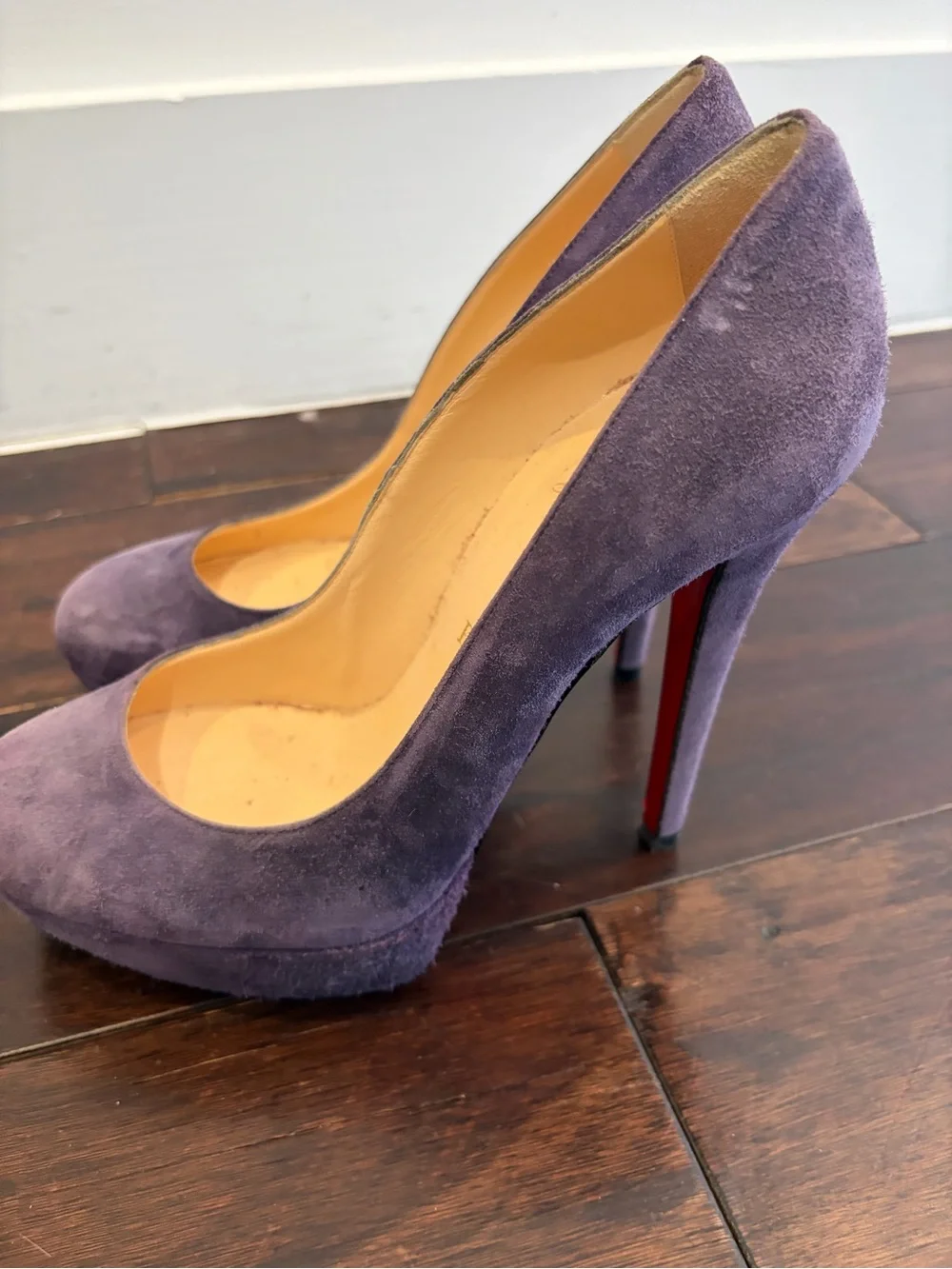 Christian Louboutin Plum Suede Platform Pumps